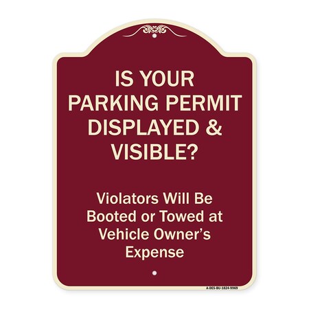Signmission Designer Series-Is Your Parking Permit Displayed & Visible, 24" x 18", BU-1824-9969 A-DES-BU-1824-9969